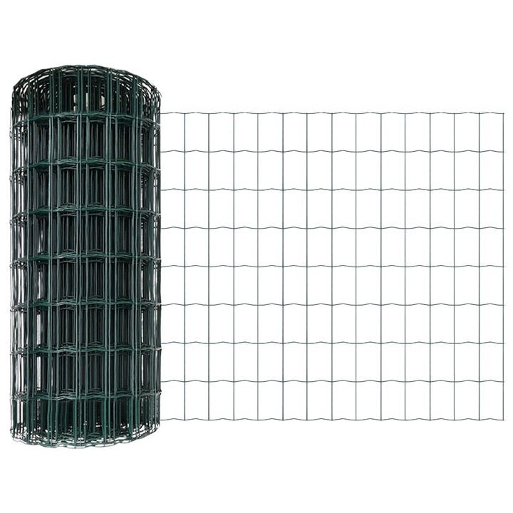 Gard Euro cu 5 Posturi U vidaXL, Verde, 0.8x10 m, Otel, 7 kg