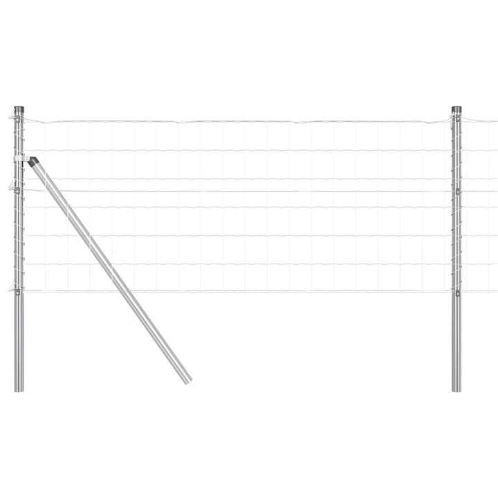 Gard Euro vidaXL, cu 13 Stalpi, 0.8x25 m, Otel galvanizat, 24.2 kg