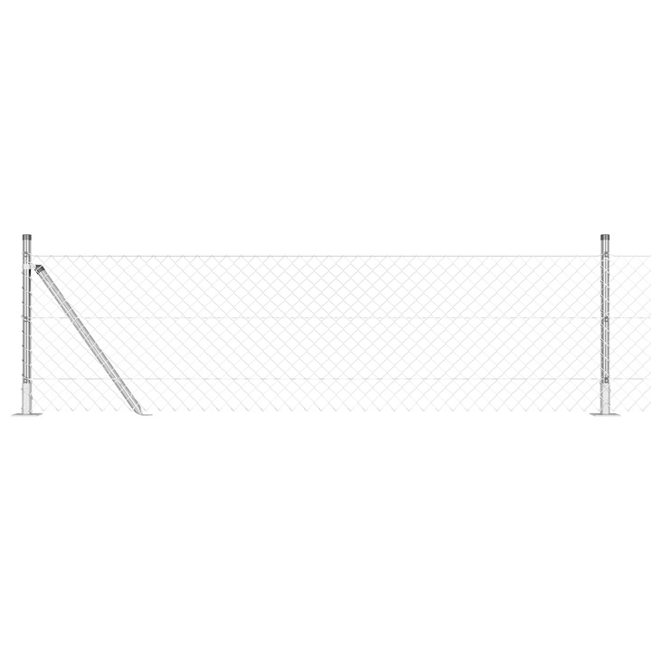 Set de Stalpi de Gard vidaXL, Argintiu 25 x 0.6 m, Otel galvanizat, 27.95 kg