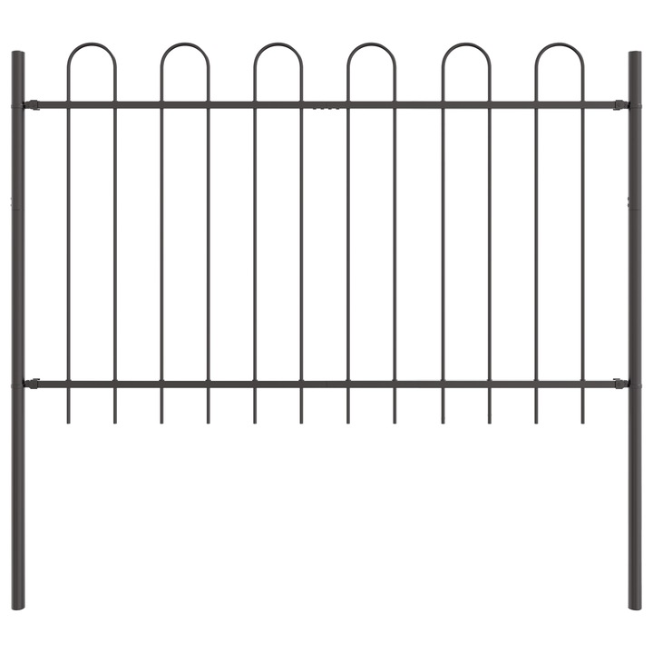 Ограда за градина с връх във форма на дъга vidaXL, Сива, 1,7x0,8 м, Стомана, 5.8 Kg