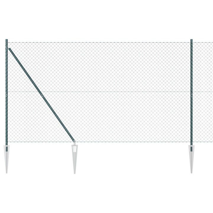 Set de Stalpi de Gard vidaXL, Verde 1.5 x 10 m, Otel Galvanizat, 31.45 kg