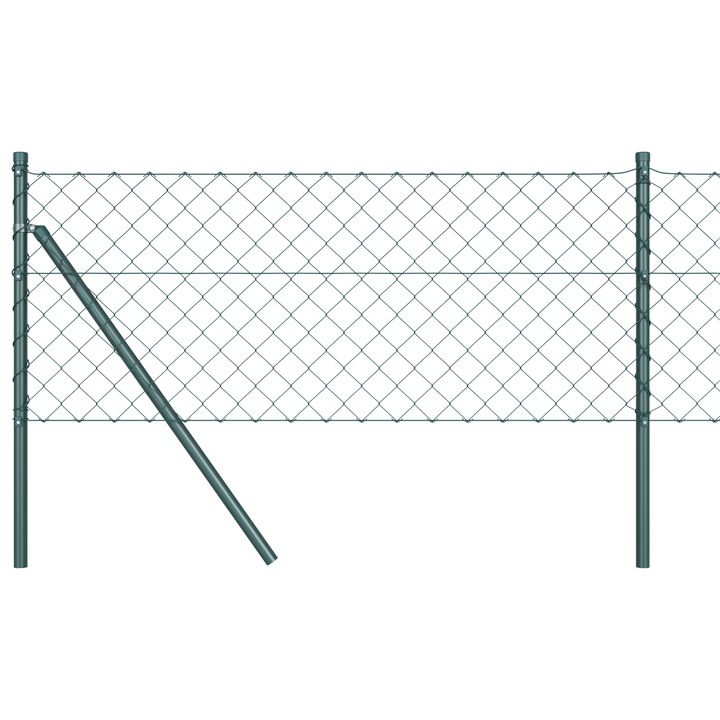 Set de Stalpi de Gard vidaXL, Verde, 0.8 x 10 m, Otel Galvanizat, 12.68 kg