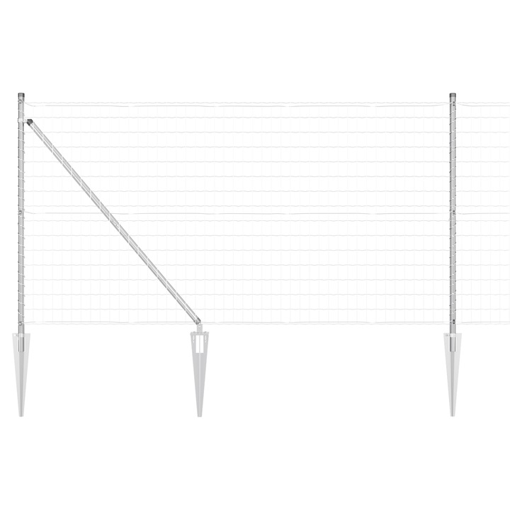 Gard Euro vidaXL, cu 7 Stalpi, cu varfuri 1x10 m, din otel galvanizat, 22.7 kg