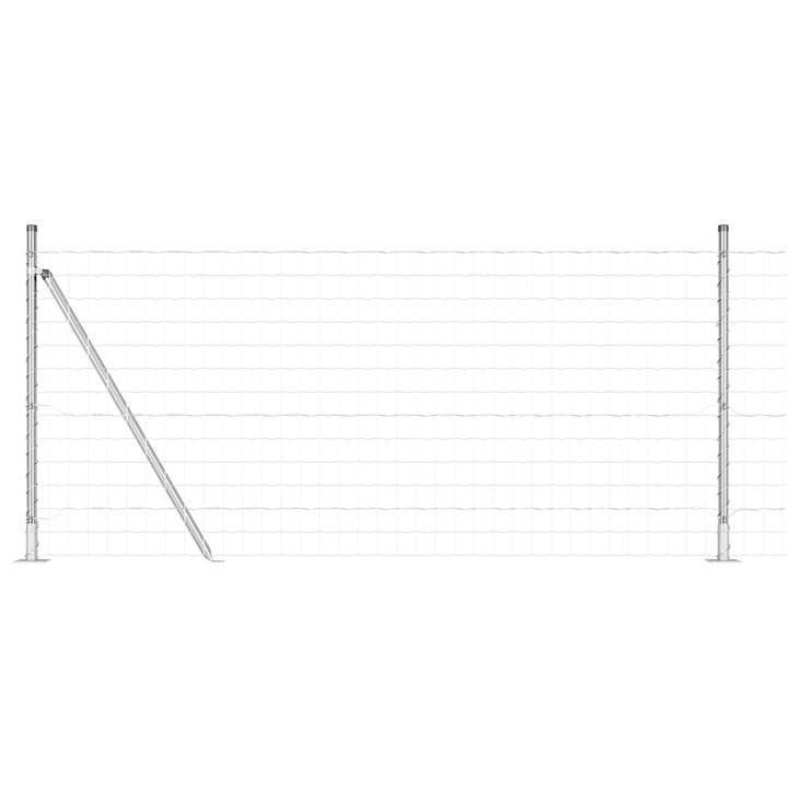 Gard Euro vidaXL, cu 7 Stalpi Flansati 1x10 m, Otel galvanizat, 17.55 kg