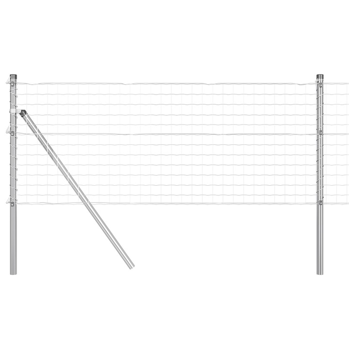 Gard Euro vidaXL, cu 7 Stalpi, 0.8x10 m, Otel galvanizat, 14.8 kg