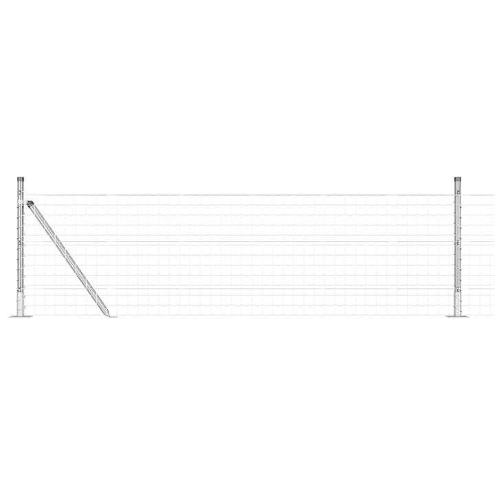 Gard Euro vidaXL, cu 7 Posturi Flansate 0.4x10 m, Otel Galvanizat, 10.55 kg