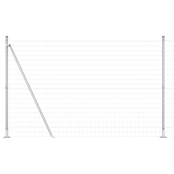 Gard Euro, vidaXL, cu 7 stalpi, otel galvanizat, 1.5x10m, argintiu, exterior