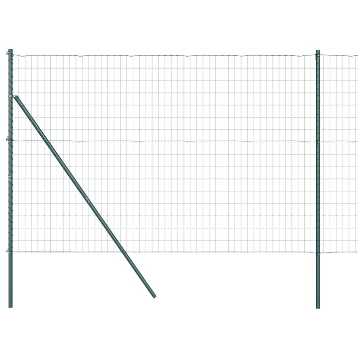 Gard Euro vidaXL, cu 7 Stalpi, 1.6x10 m, Otel galvanizat, Verde, 19.81 kg
