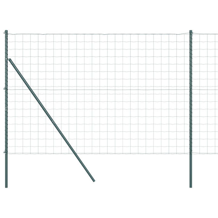 Gard Euro vidaXL, cu 7 Stalpi, 1.6x10 m, Otel galvanizat, Verde, 16.97 kg