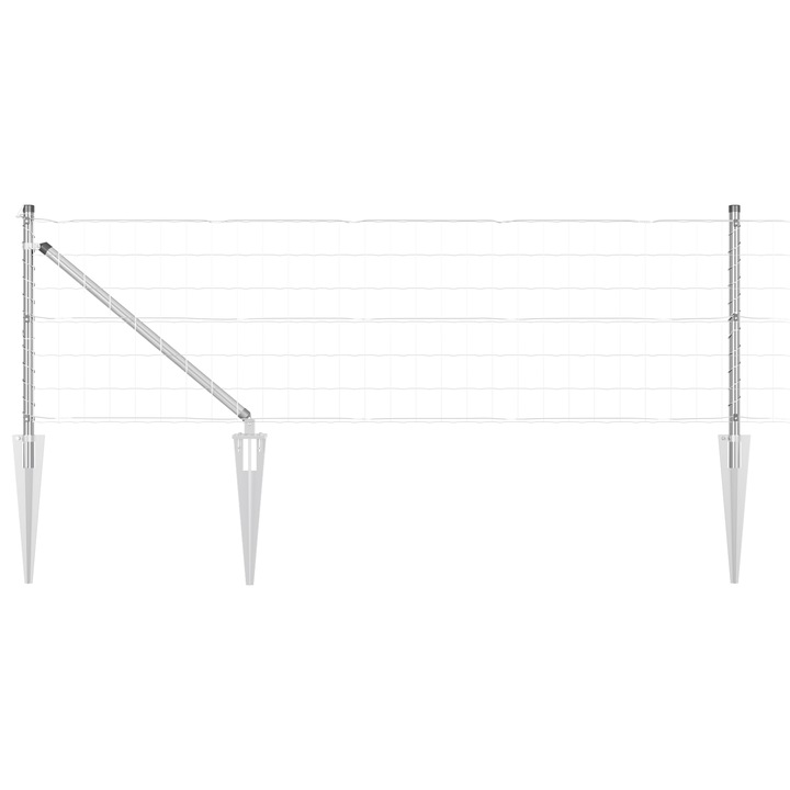 Gard Euro Gri, 0.8x10 m, 7 posturi, Oțel galvanizat, Set complet