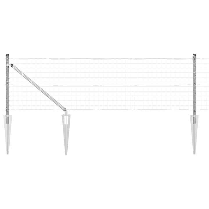 Gard Euro, vidaXL, cu 13 stâlpi, 0.6x25 m, otel galvanizat, argintiu