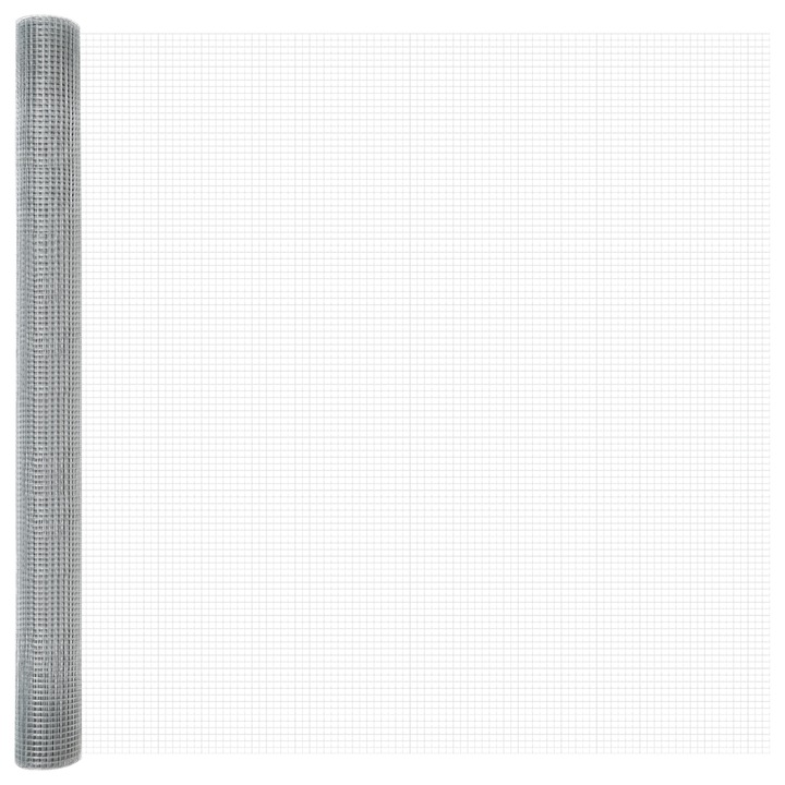Plasa de sarma sudata vidaXL, 1.5x50m din otel galvanizat., 24.5 kg