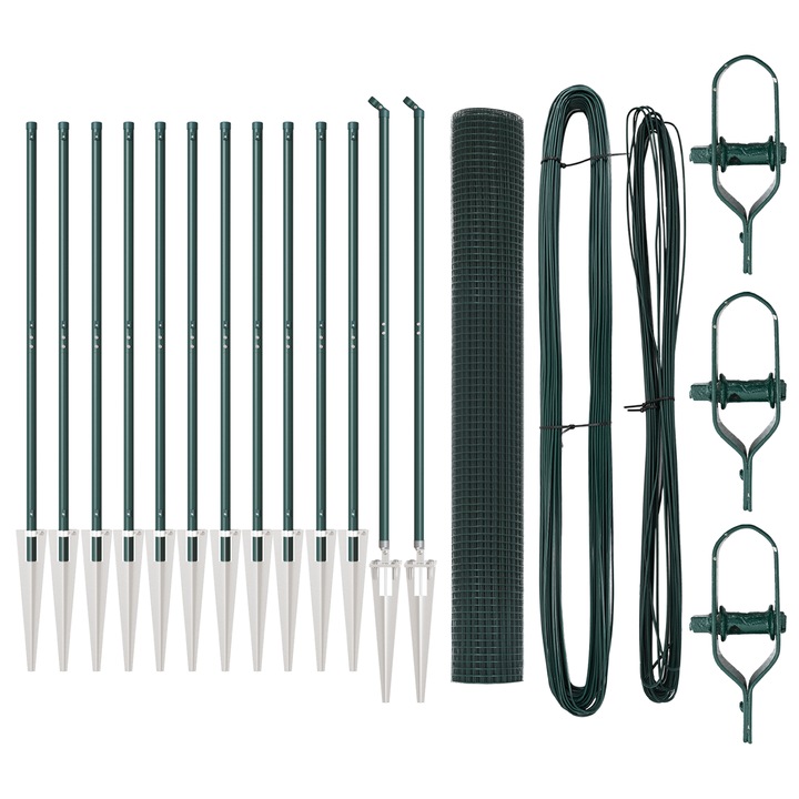 Gard din plasa sudata vidaXL, cu 13 posturi de ancorare Verde 1.4x25 m, Otel, 34 kg