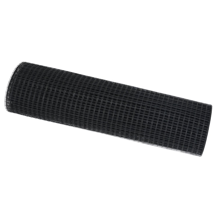 Gard din plasa sudata gri vidaXL, 0.6 x 10 m, din otel, 1.71 kg
