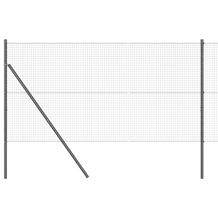 Gard din plasa sudata vidaXL, cu 7 Stalpi, Gri, 1.4x10 m, Otel, 13.46 kg