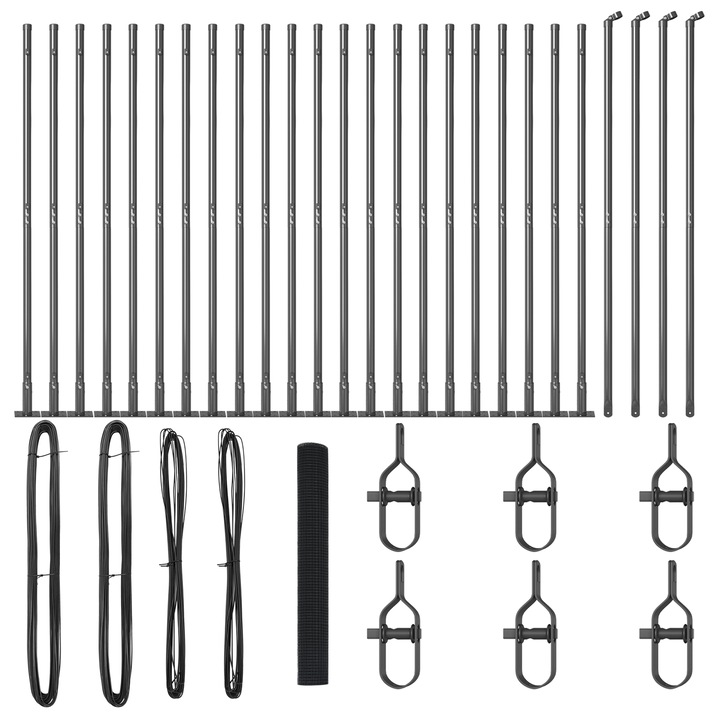 Gard de sarma sudata vidaXL, cu 13 Stalpi, cu flansa Gri, 1.2x50 m, Otel, 37.85 kg