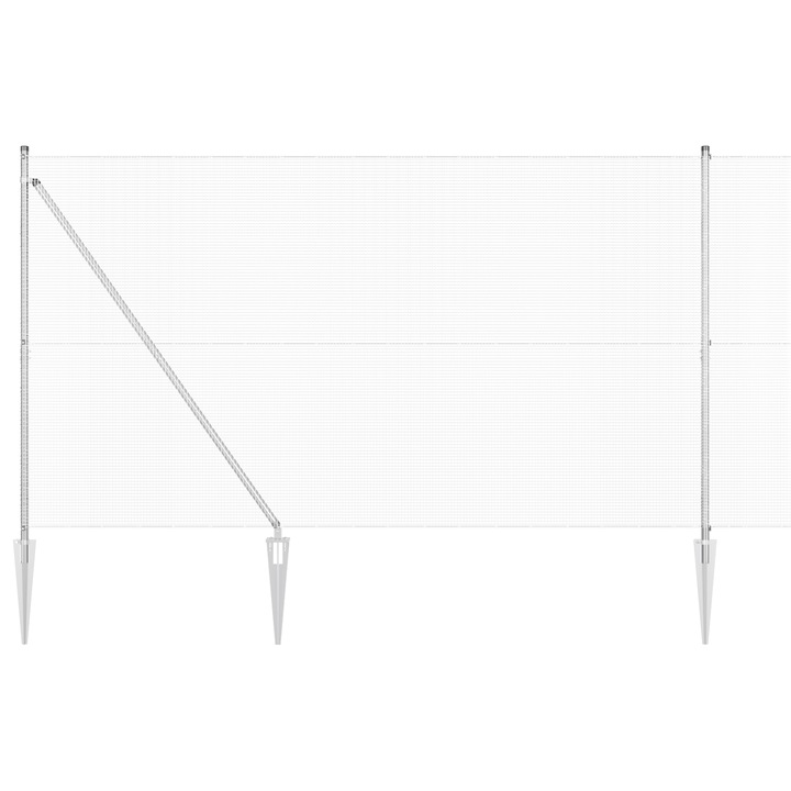 Gard din sarma sudata vidaXL, cu 7 posturi cu varf 1.5x10 m, Otel galvanizat, 21.6 kg