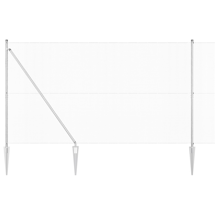 Gard din plasa sudata vidaXL, cu 13 Posturi de Sprijin Spike 1.6x50 m, Otel Galvanizat, 51.22 kg