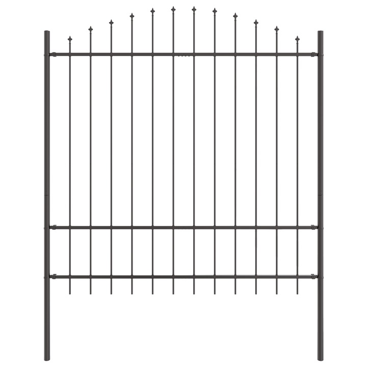 gard de gradina cu varf arcuit vidaXL, gri, 1,7x1,75 m, din otel, 9.4 kg
