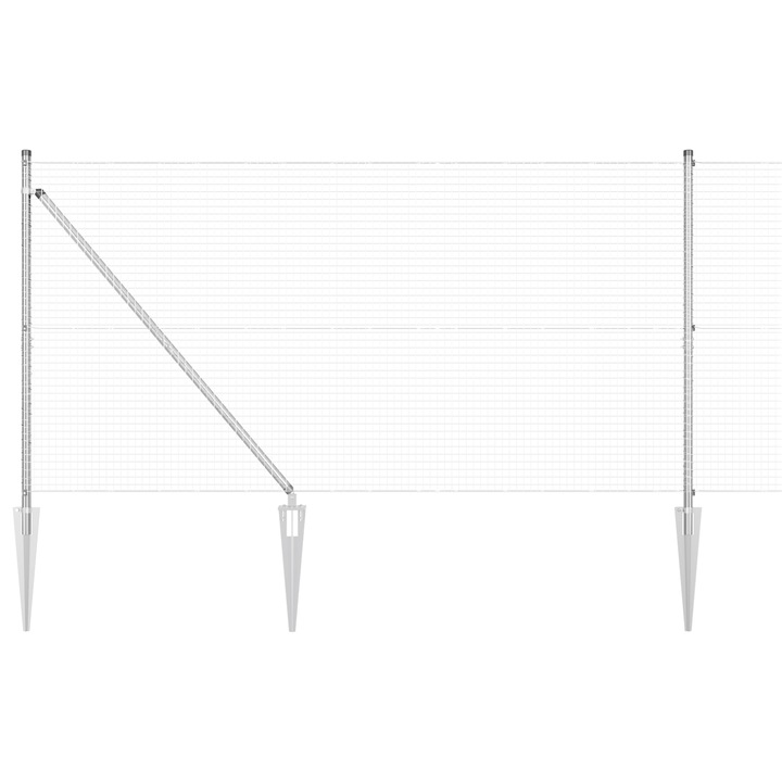 Ingradire din plasa sudata vidaXL, cu 13 Stalpi, cu cuie 1.4x50 m, Otel galvanizat, 48.17 kg
