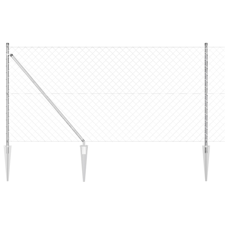Set de Stalpi de Gard vidaXL, Argintiu 25 x 1 m, Otel galvanizat, 40.7 kg