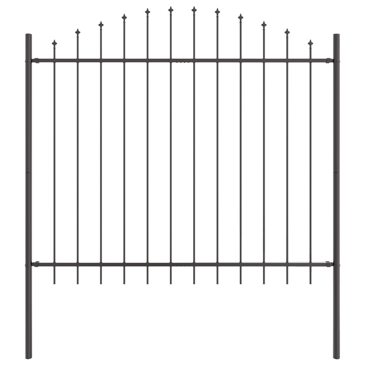 Градивна ограда с дъговиден връх vidaXL, Сиво, 1,7x1,5 м, От стомана, 7.5 Kg