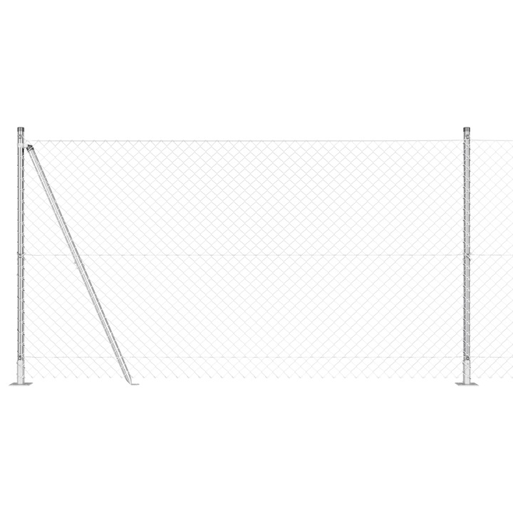 Set de Stalpi de Gard vidaXL, Argintiu 25 x 1.2 m, Otel galvanizat, 46.95 kg