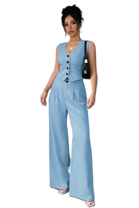 Set Dama, Elegant, Vesta & Pantaloni, Albastru deschis