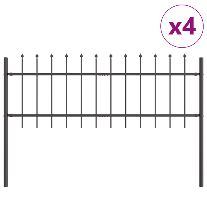 Gard cu varf in forma de lanca Gri vidaXL, 6.8x0.6 m, Otel, 5 kg
