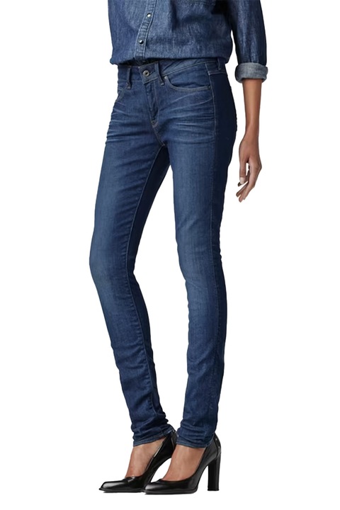 Női farmer G-Star RAW 3301 CONTOUR HIGH SKINNY, Közepes derekú, Négy zsebes, Kék