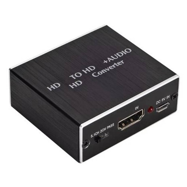 Конвертор, Преобразувател, Вход HDMI(ж), Изход HDMI(ж), 3, 5mm JACK, Оптика(ж)