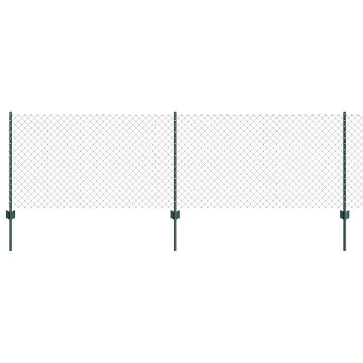 Gard cu vidaXL, Lant cu 10 Stalpi, U Verde, 0.8x10 m, Otel, 11.78 kg