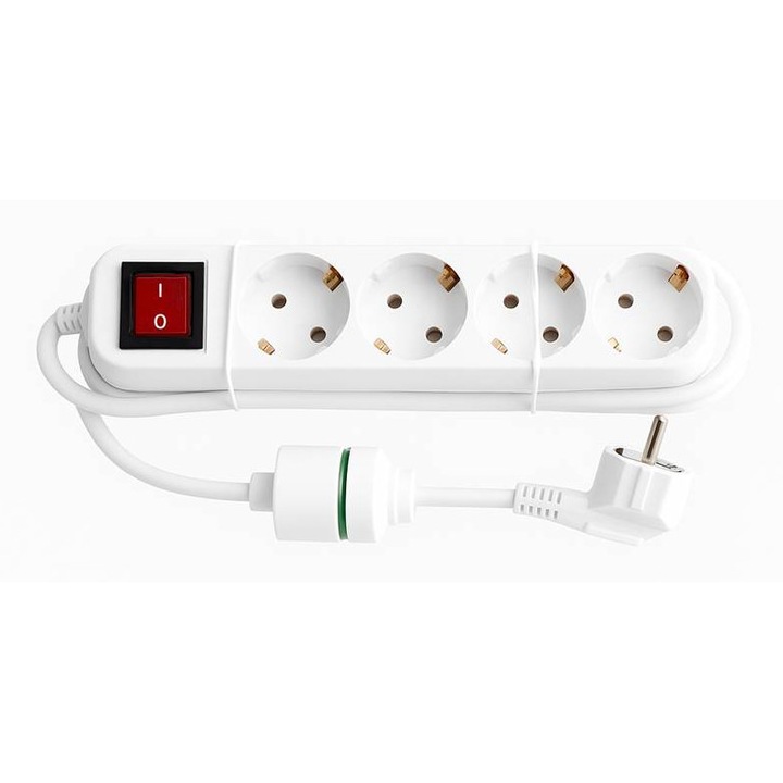 Prelungitor Sono, Priza, Protectie, Intrerupator, 4-cai, Alb, 1, 5m, 220VAC, 16A, 3x1, 5mm2