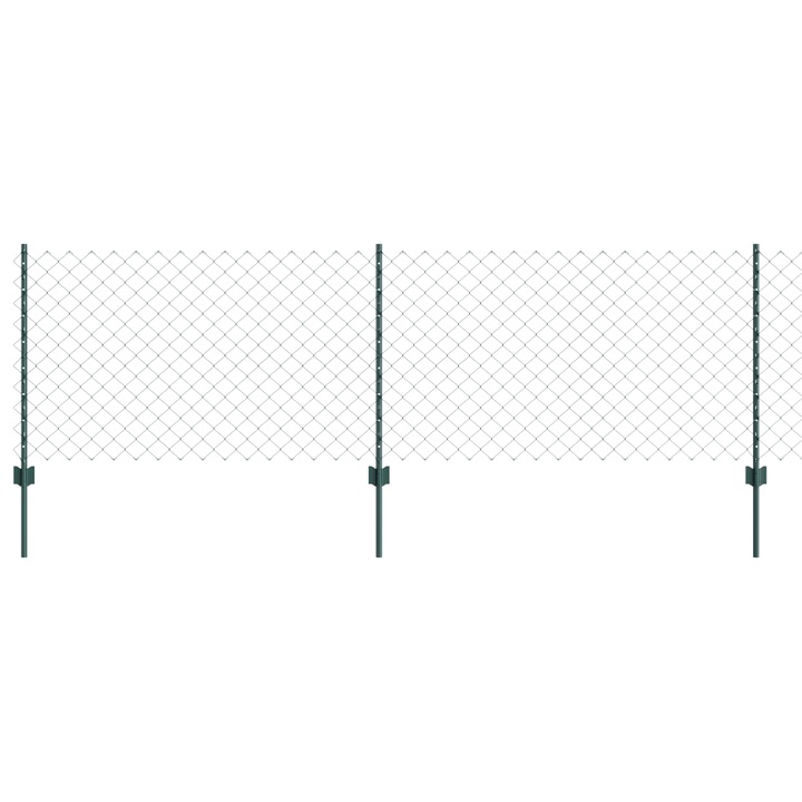 Set de gard din linkuri in lant vidaXL, Set de 2 Verde, Otel galvanizat, 20.42 kg