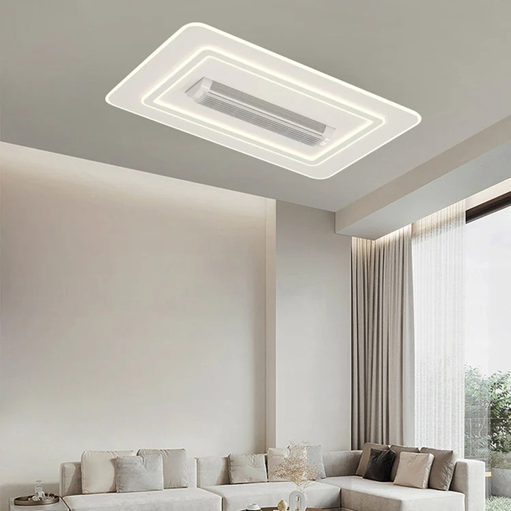 Lustra LED cu ventilator si Control Inteligent, DL2410-3, alb