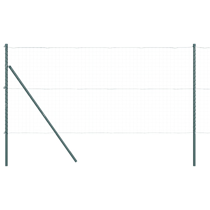 Set stalpi de gard vidaXL, 52 buc., verde, Ø32 mm, 190 cm, otel zincat, 19.37 kg