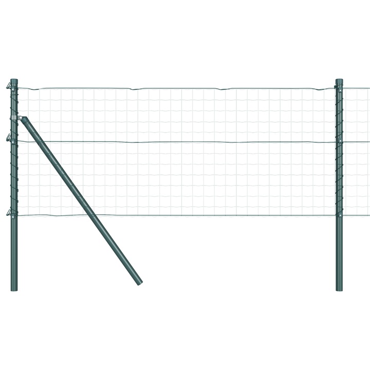 Set stalpi de gard vidaXL, 26 buc., verde, Ø32 mm, 120 cm, otel zincat, 13.04 kg