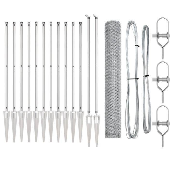 Set de Imprejmuire Set de 2 Otel galvanizat, vidaXL, 25 x 1.2 m, 30.81 kg