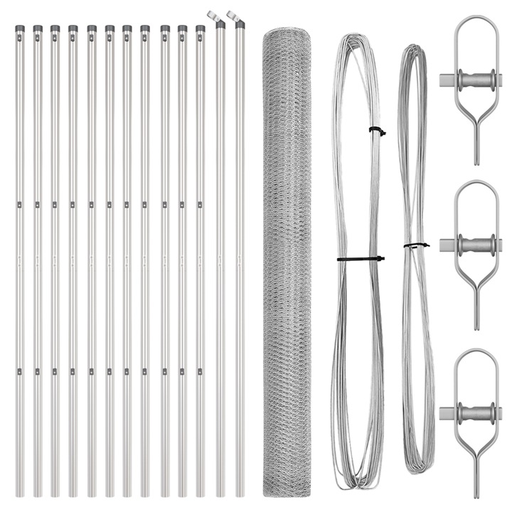 Set de Gard Set de 2 Otel galvanizat, vidaXL, 25 x 1.5 m, Durabil Gard, 27.15 kg