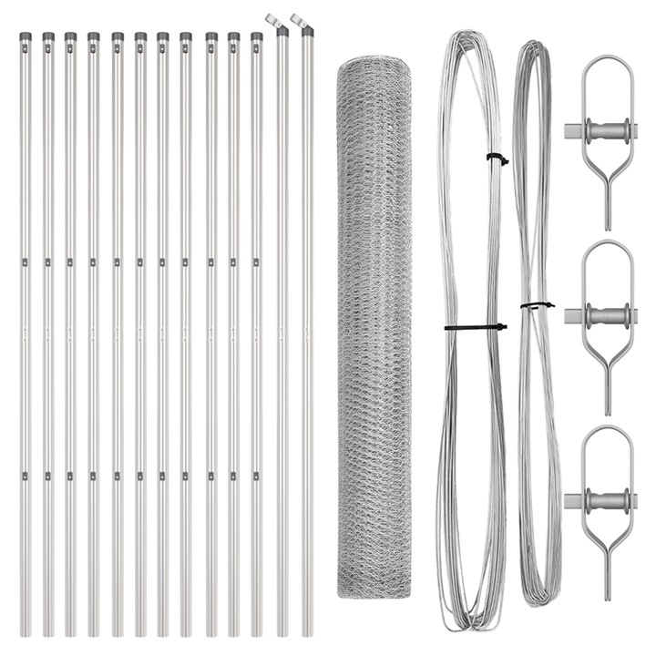 Set de Garduri Set de 2 Otel galvanizat, vidaXL, 25 x 1.2 m, 22.46 kg