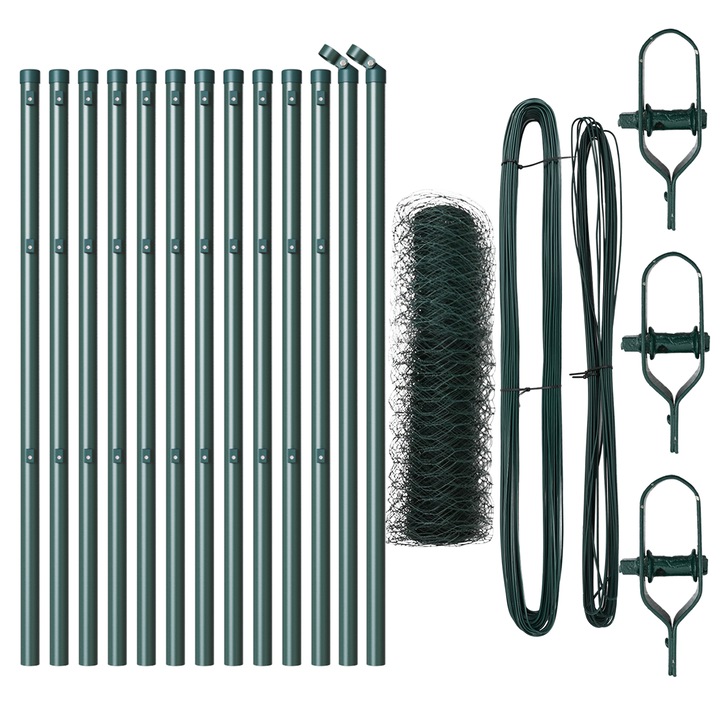 Gard hexagonal vidaXL, Verde, 0.4x25 m, Otel, 11.06 kg