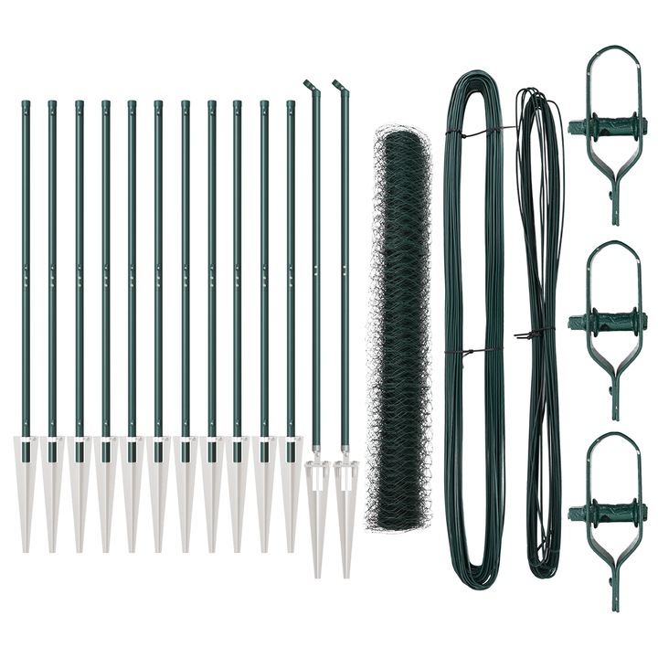 Set Fencing vidaXL, Set de 2 Verde, forestier Otel Acoperit cu Pulbere, 30.6 kg