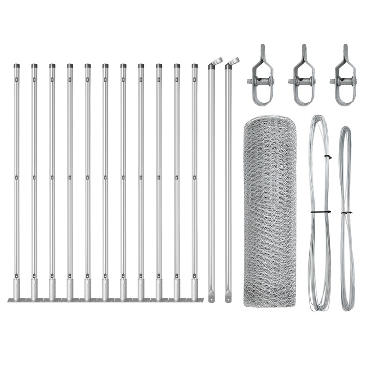 Set de Garduri Set de 2 Otel galvanizat, vidaXL, 25 x 0.5 m, Rezistent, 18.18 kg