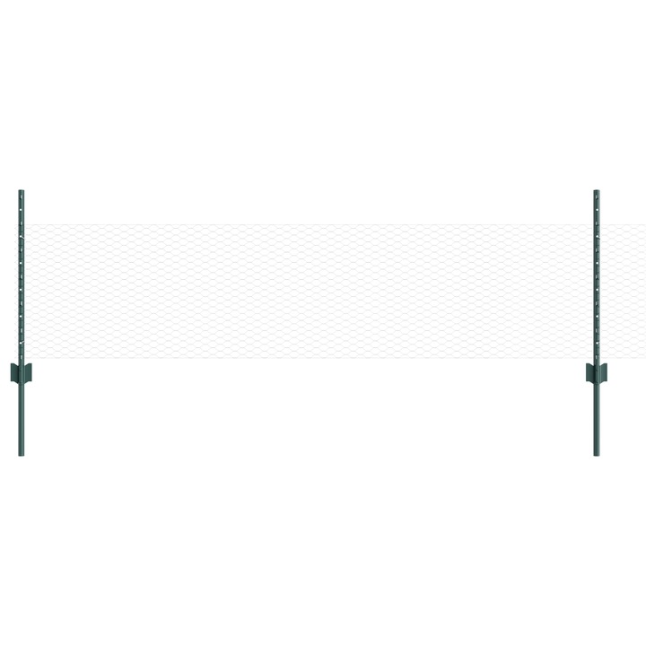 Set de Gard vidaXL, 2 piese Verde, Otel acoperit cu PVC 25 x 0.5 m, 8.68 kg