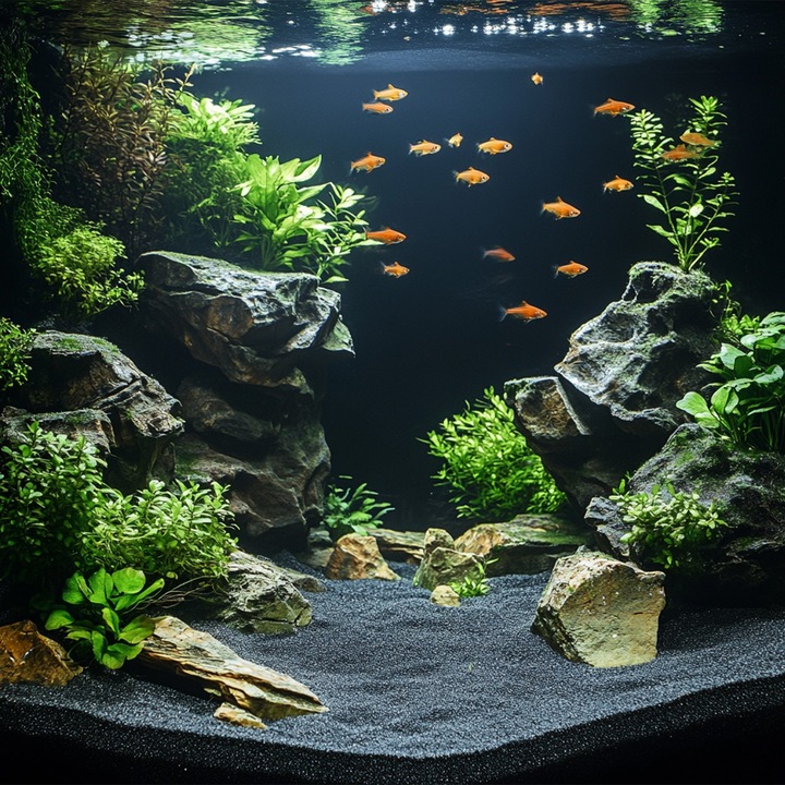 Аквариумен пясък, Kruger Meier Obsidian Shadow, за растителни аквариуми и скаридарии, за аквариум, 0, 8–1, 6 мм, опаковка 2 кг