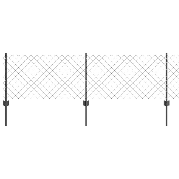 Plasa de Sarma vidaXL, cu 10 Stalpi, U Gri, 0.6x10 m, Otel, 7.28 kg