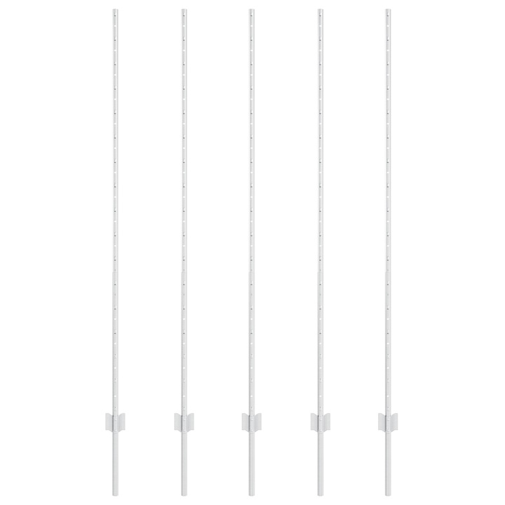 Set Stalpi de Gard vidaXL, 10 buc, U-Canal 150 cm, Otel Galvanizat, 6.16 kg