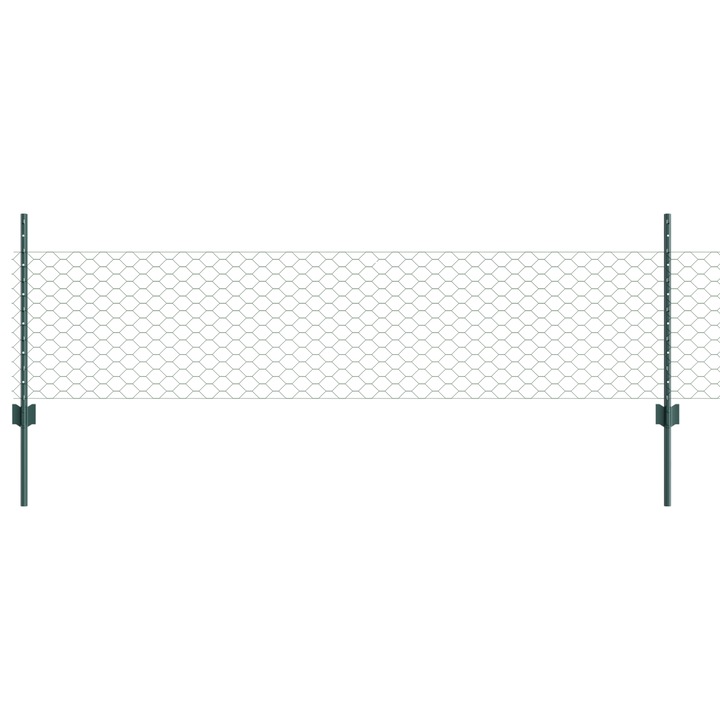 Set stalpi de gard vidaXL, 11 buc, U-Channel, Verde, 60 cm, Otel, 10.3 kg