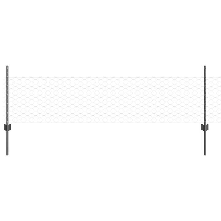 Set stalpi pentru gard vidaXL, 5 buc, U-Channel, Gri, 60 cm, Otel, 3.83 kg
