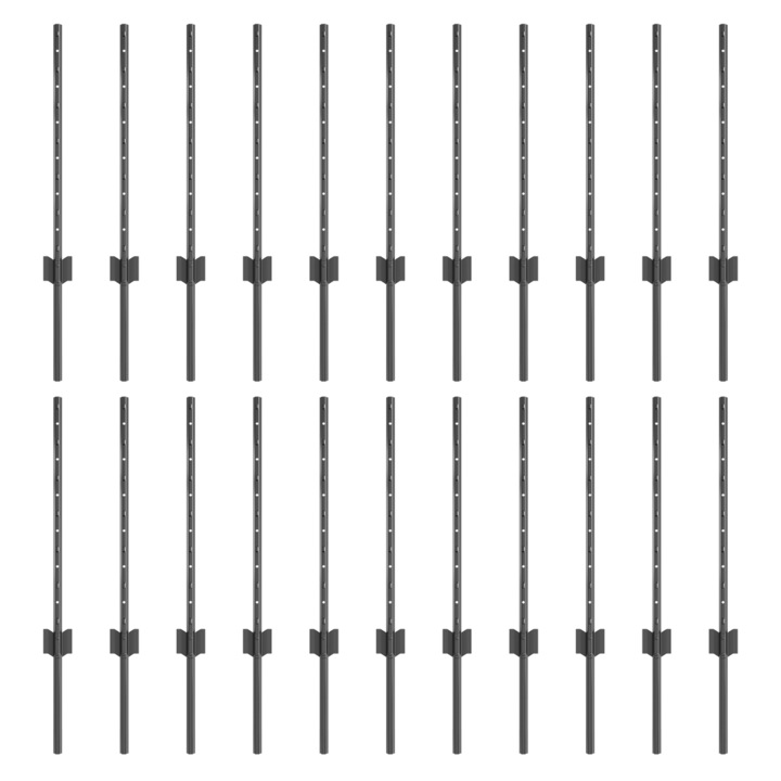 Set Stalpi de Gard vidaXL, 22 pcs, Gri, 50 x 0.6 m Otel, 6.66 kg